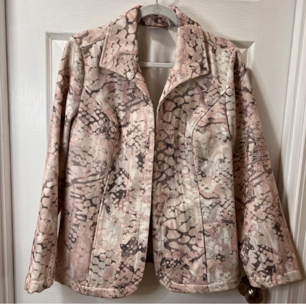 CHICOS Blur Illusion Jarrah Belladonna Pink. Fleece Jacket Blazer. Size 2